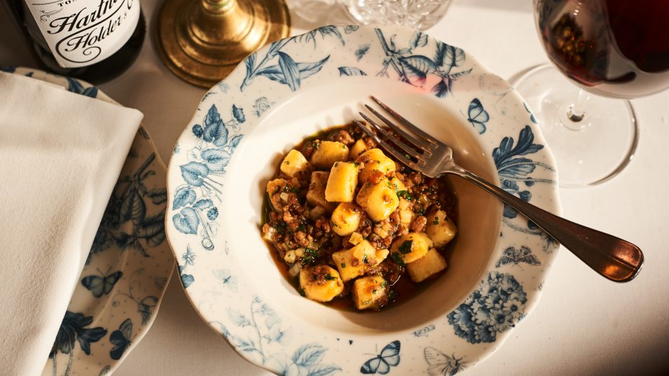 plate of food in decorated china bowl